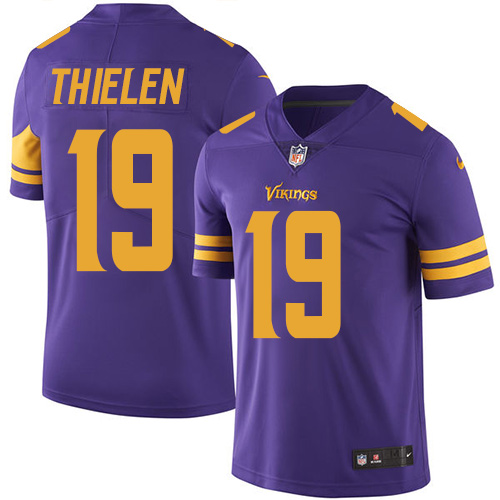 Minnesota Vikings #19 Limited Adam Thielen Purple Nike NFL Men Jersey Rush Vapor Untouchable->youth nfl jersey->Youth Jersey